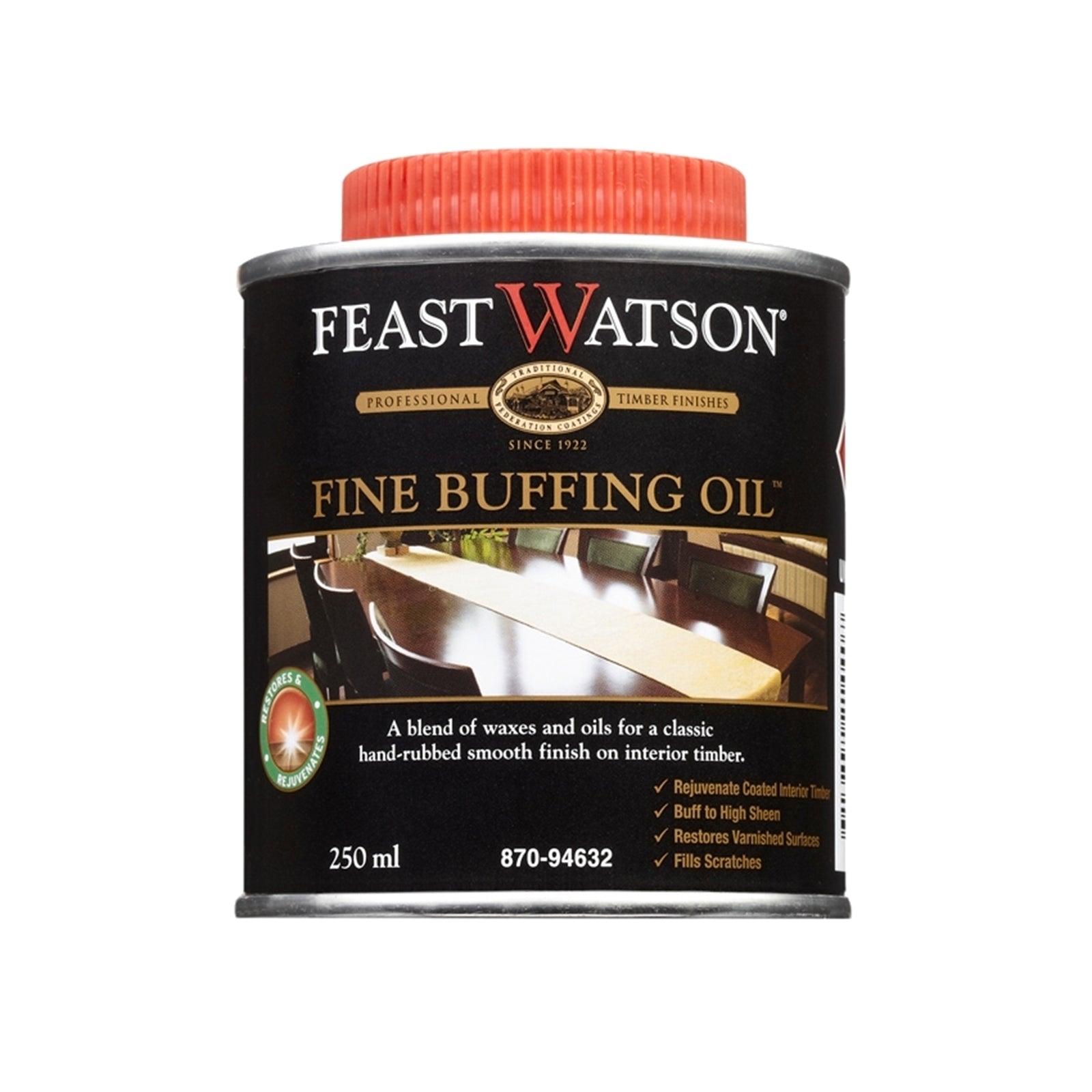 Feast Watson Fine Buffing Oil 250ml Clear Oil-Based Interior Timber Restorer