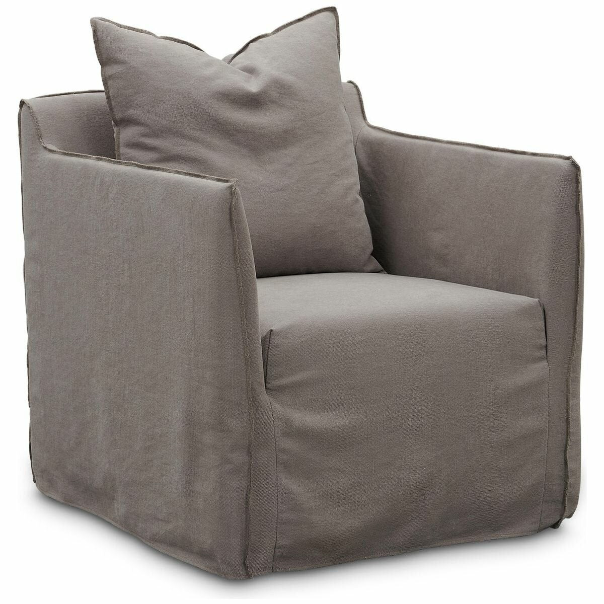 Kalona Kauai Armchair - Coal Cotton-Linen Cloth, Eucalyptus Frame, Removable Covers - WS-203-04-COAL-01