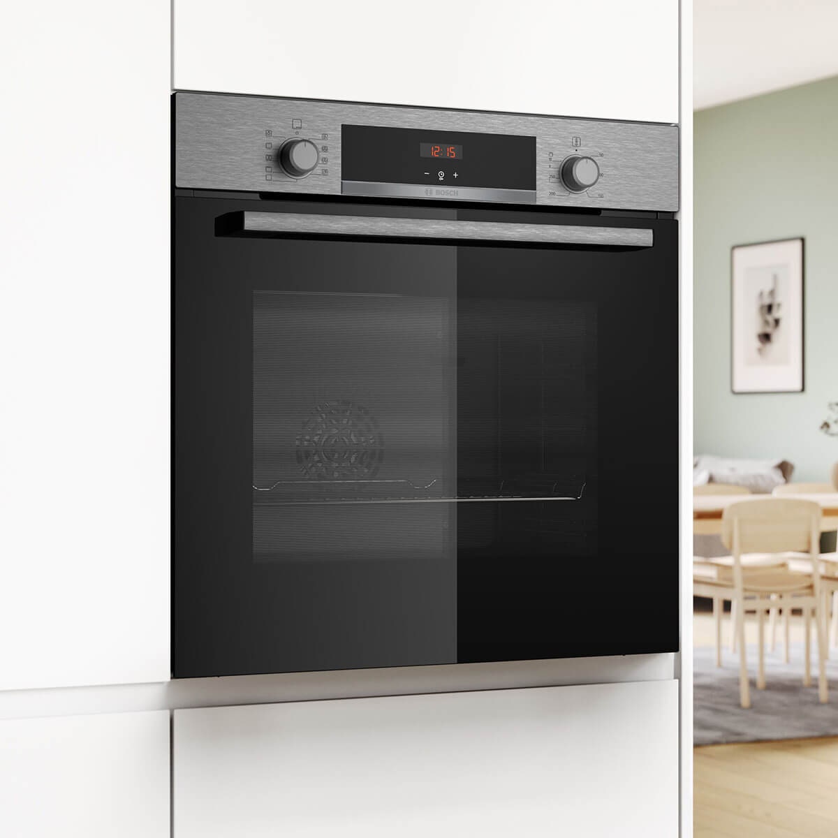 Bosch Series 4 60cm Electric Built-In Oven - 71L, 7 Functions, Pizza Setting, Stainless Steel - HBA534BS3A