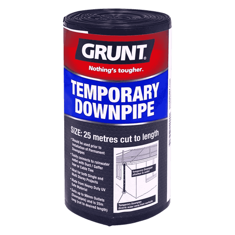 Grunt 90mm x 25m Black 100um Polythene Temporary Downpipe Roll