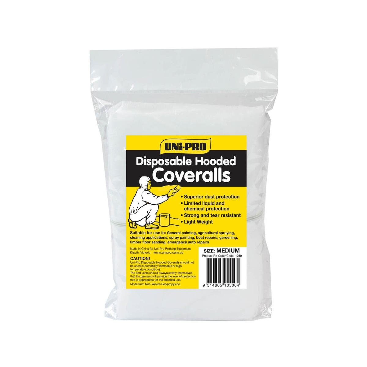 Uni-Pro Medium Disposable Hooded Coveralls - 1 Pack