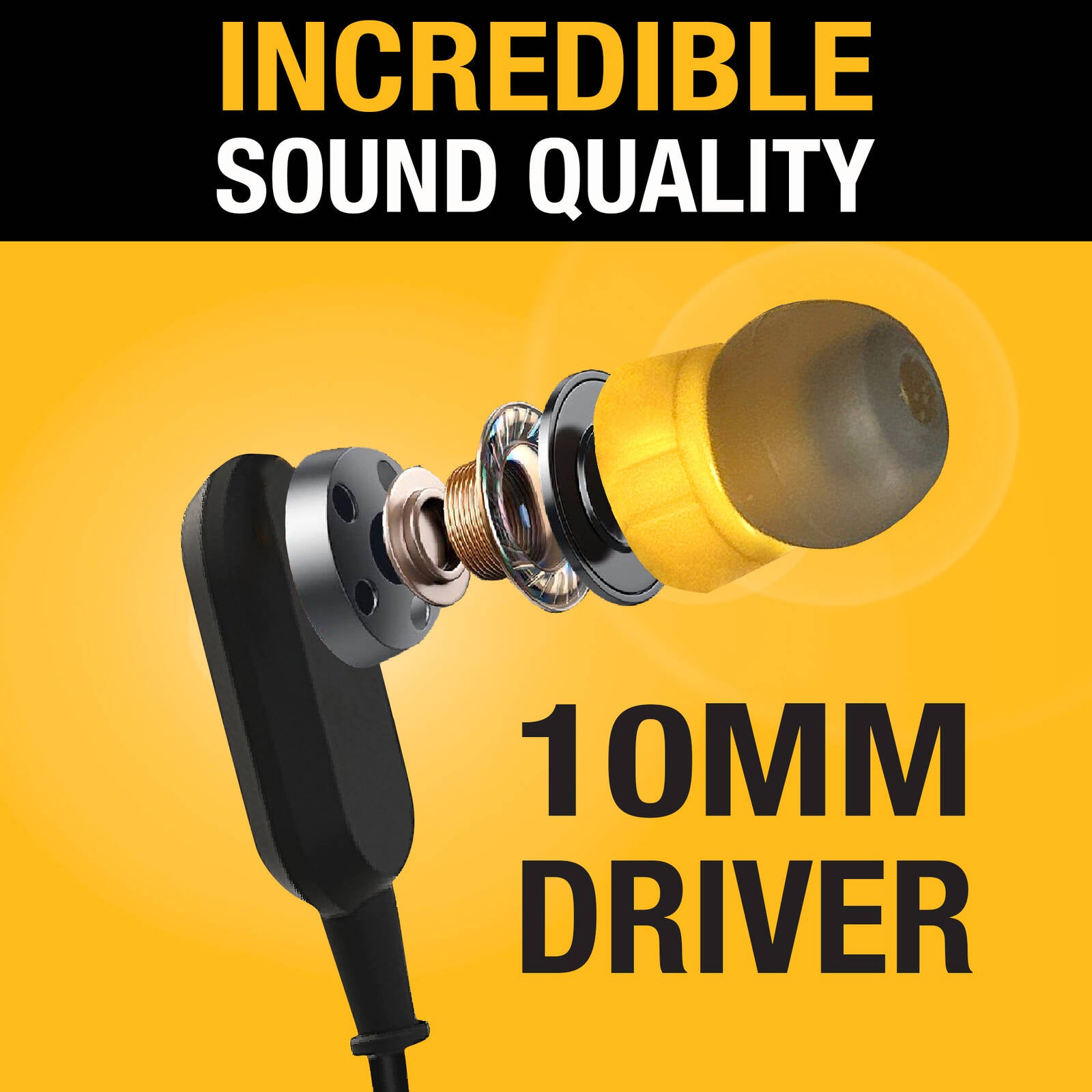DeWALT Jobsite Wireless Bluetooth Earphones, IPX6 Water-Resistant 1909935DWE
