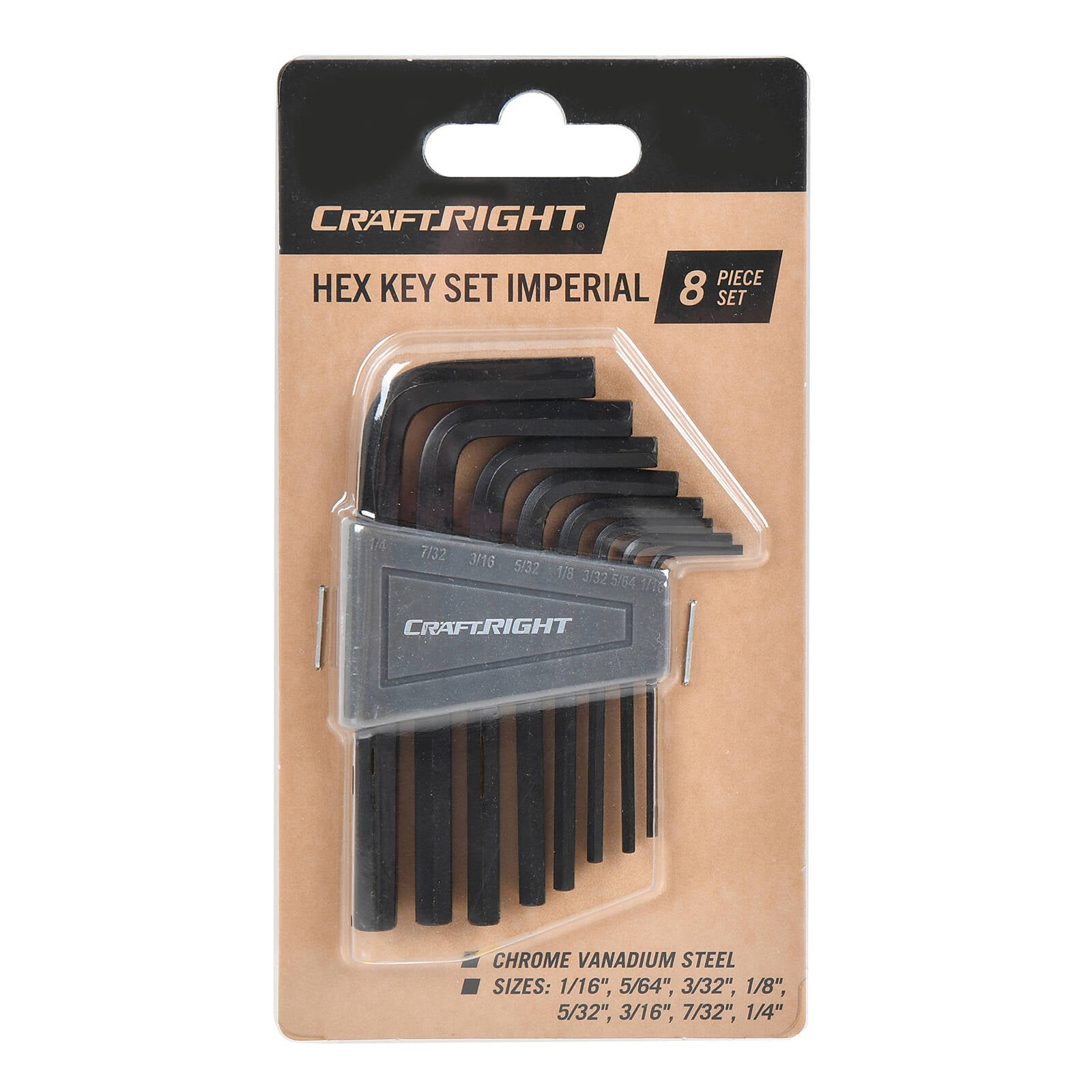 Craftright 8 Piece Imperial Hex Key Set with Storage Rack