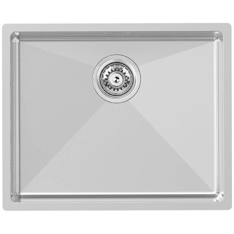 Abey W12.5 large single bowl stainless steel sink with overflow - flush, inset or undermount - W12-500