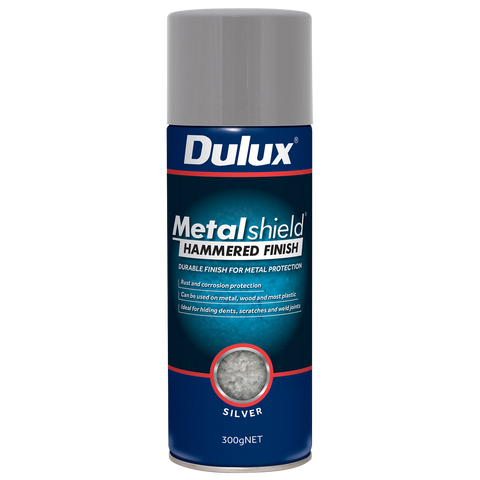 Dulux Metalshield 300g Hammered Finish Spray Paint Silver - Rust & Corrosion Protection