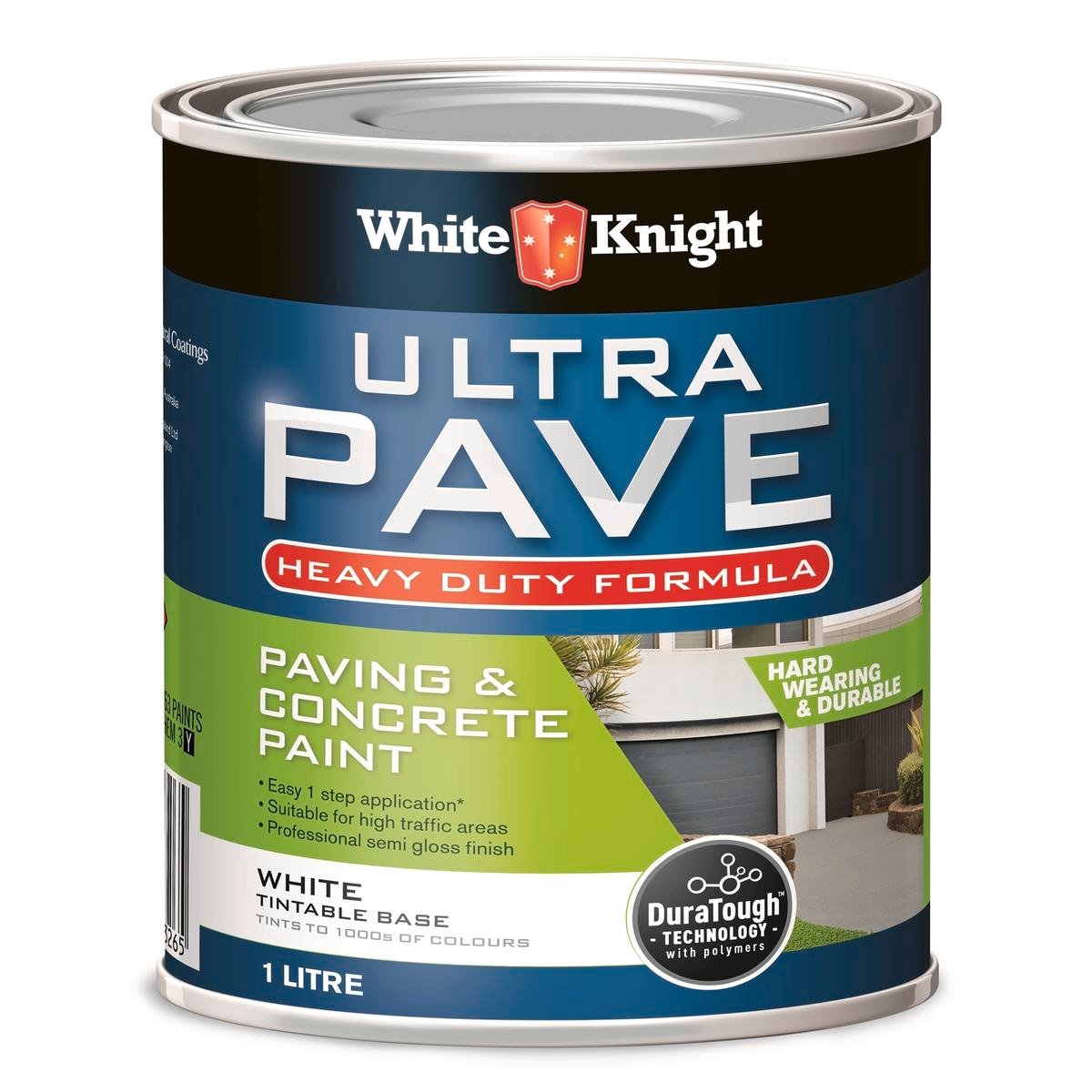 White Knight Ultra Pave Garage Floor Paint - 1L - White - Heavy Duty - DuraTough Technology - Oil & Grease Resistant - SuperSaverAU - view 1