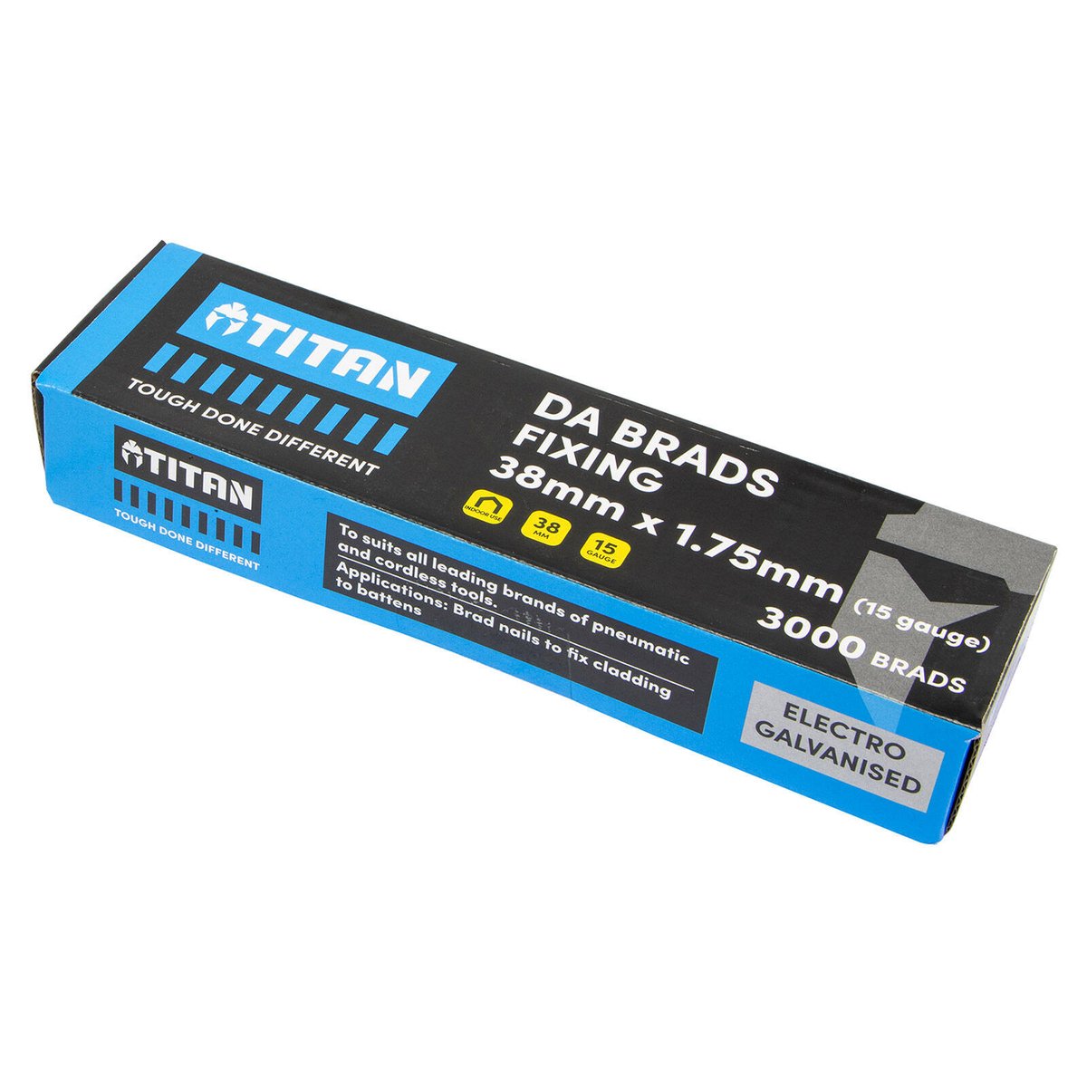 Titan 38 x 1.75mm 15 Gauge Electro Galvanised 34 Degree Angled DA Brads - 3000 Pack