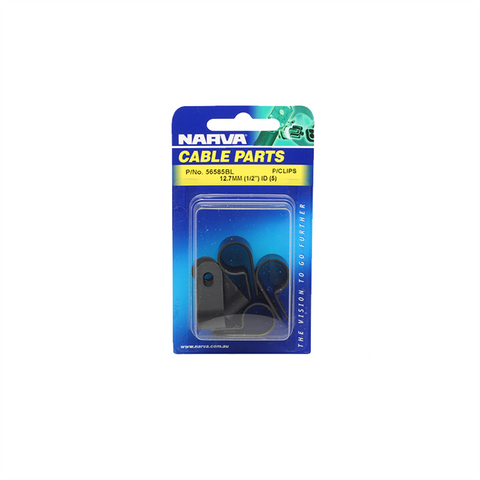 Narva 12.7mm (1/2") Black UV Resistant Nylon Cable Clamps P-Clips 5 Pack
