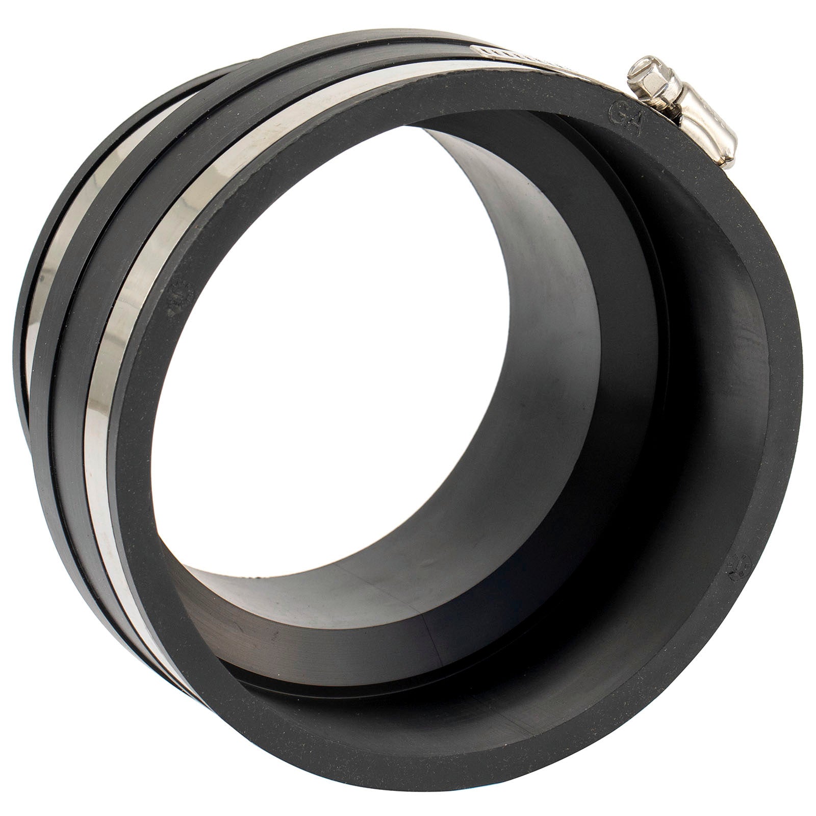 Deks 100mm EW to PVC Rubber Joiner Adaptor - EPDM & Stainless Steel, Underground Rated, Black