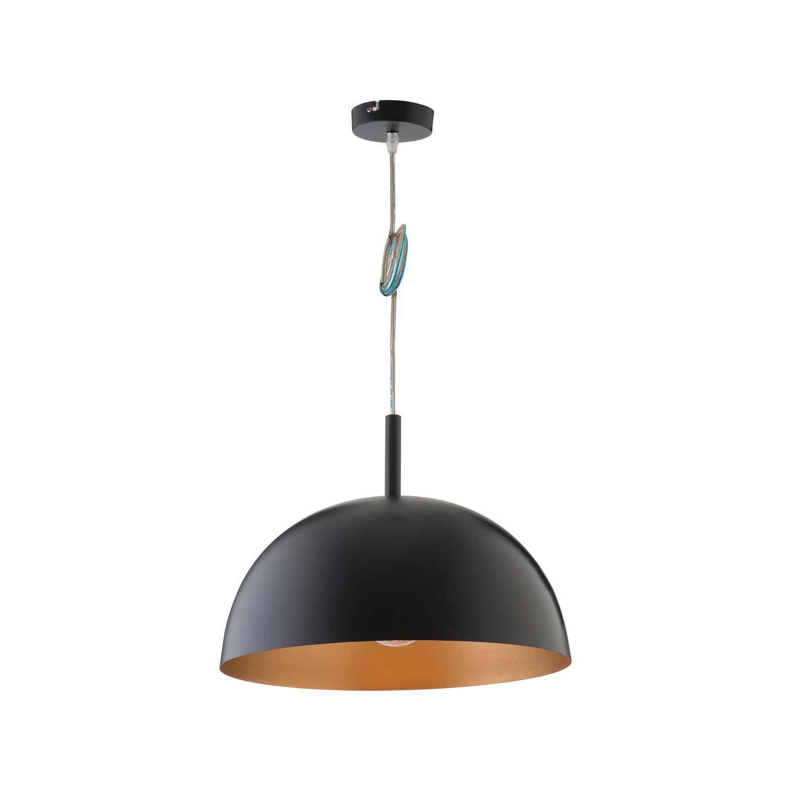 Verve Design 60W Black and Gold Metal Dome Pendant Light E27 Indoor PLS002