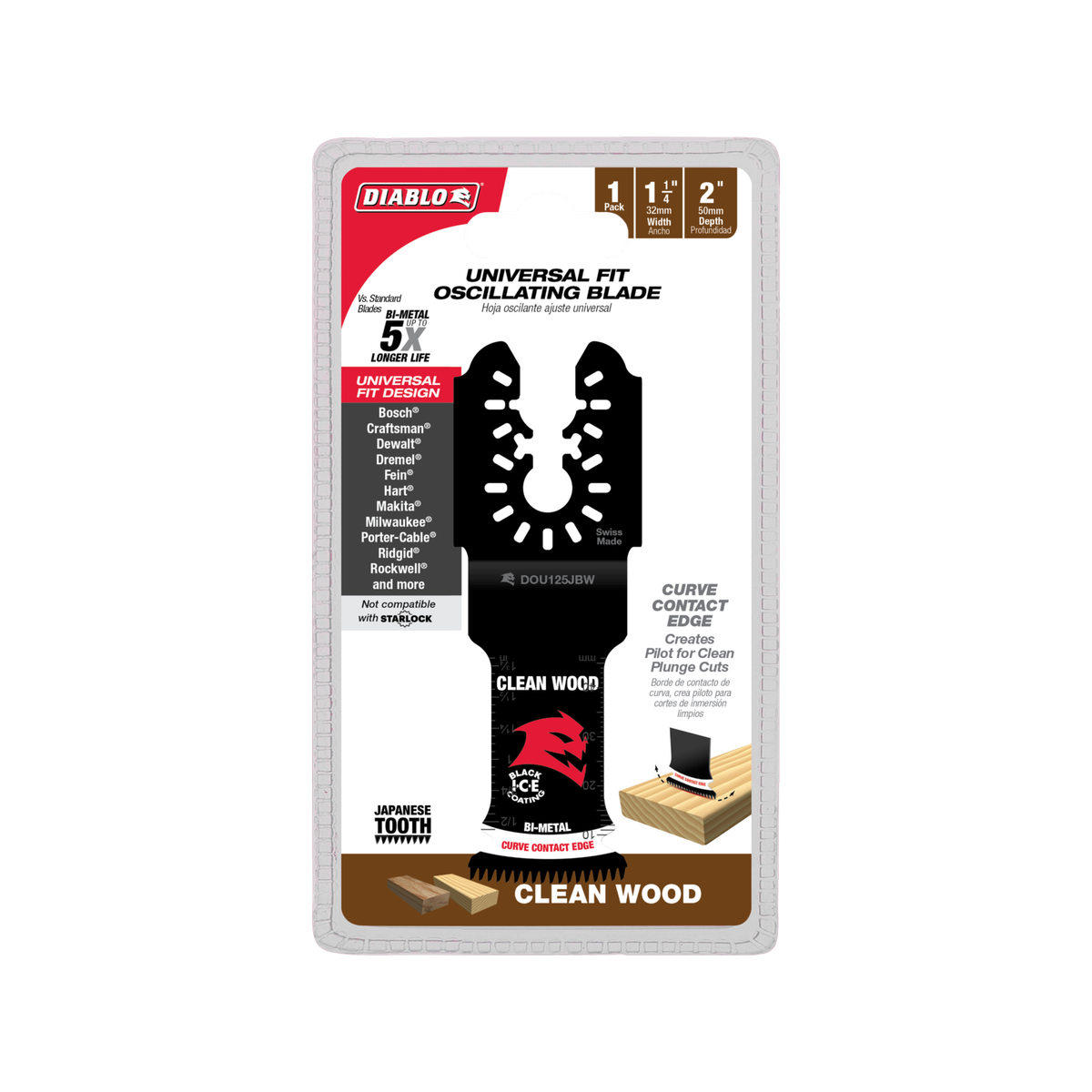 Diablo 32mm Universal Bi-Metal Multi-Tool Blade for Clean Wood 2610068592