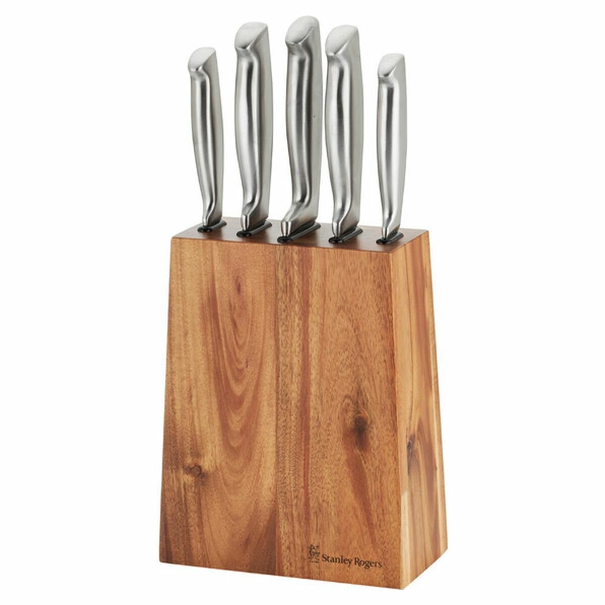 Stanley Rogers Tapered Vertical Knife Block Set - 6-Piece Stainless Steel Set with Cook's Knife - 41459