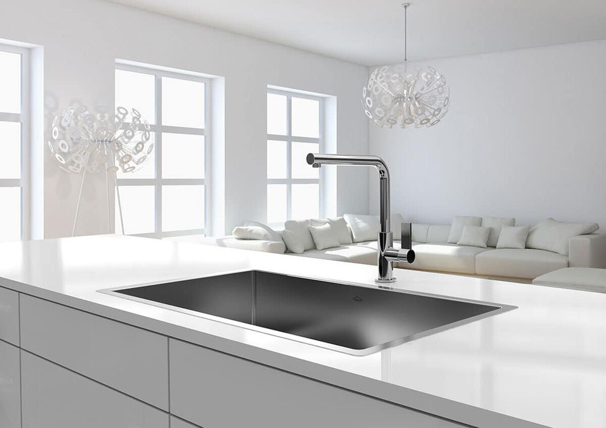 Abey Piazza single bowl sink - stainless steel finish - 725mm wide bowl - topmount - CR720