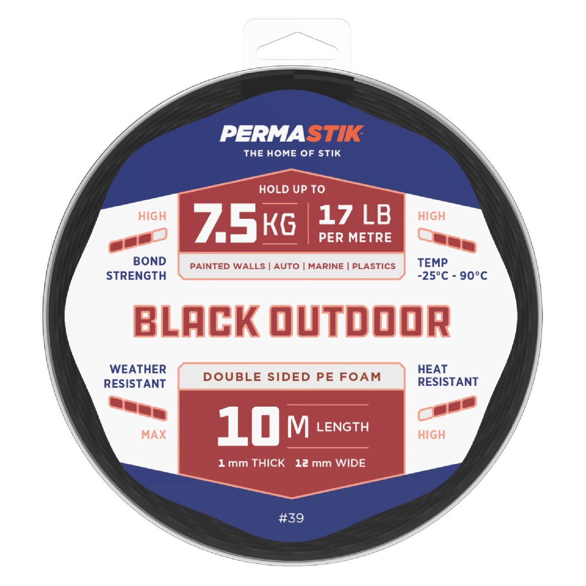 Permastik 12mm x 10m Outdoor Weather Resistant Foam Mounting Tape Roll, Indoor/Outdoor