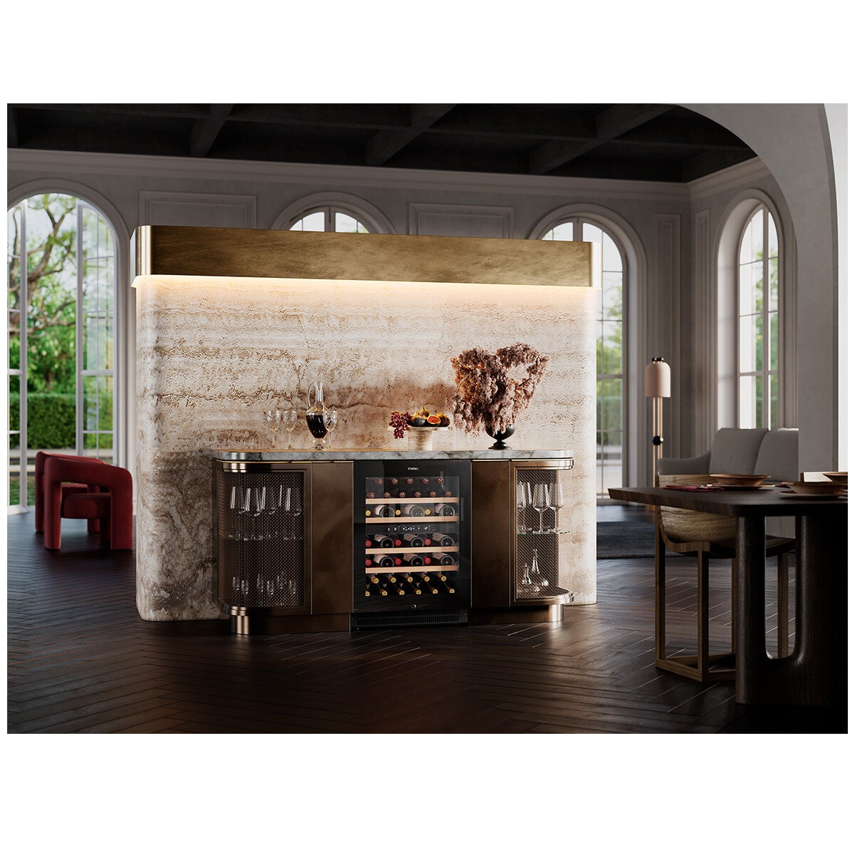 Vintec 40 Bottle Dual Zone Wine Fridge - Black, UV-Protected Glass Door, Inverter Compressor - VWD820SCB-X