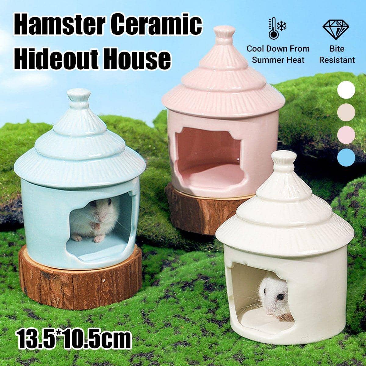 Ceramic Hamster Sleeping Nest and Cooling House - Blue - view 2