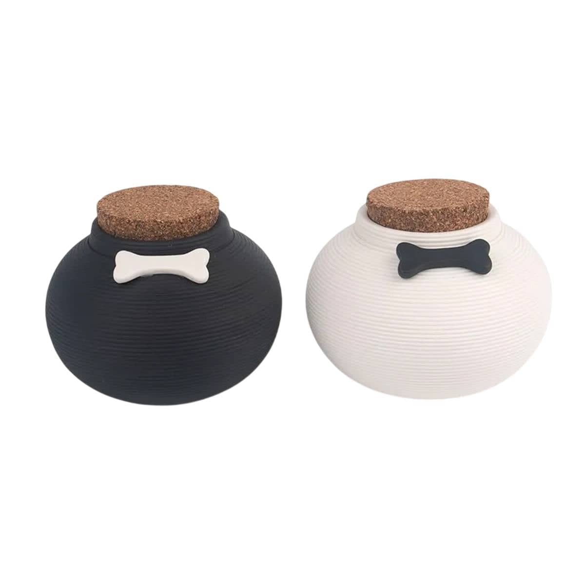 Ceramic Pet Memorial Urn with Cork Lid - White - view 3