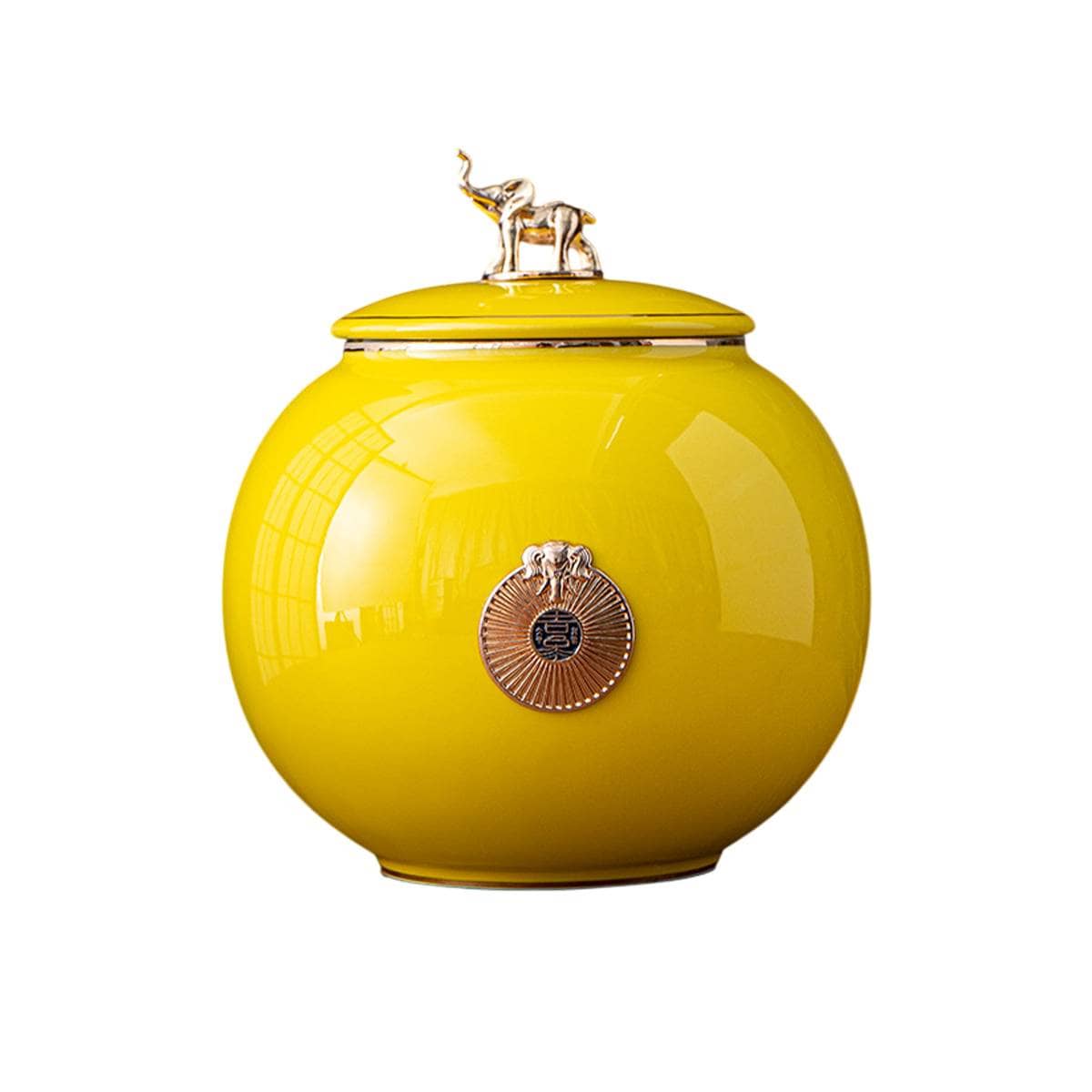 Ceramic Pet Memorial Urn Medium (15.3 cm Tall) - Yellow