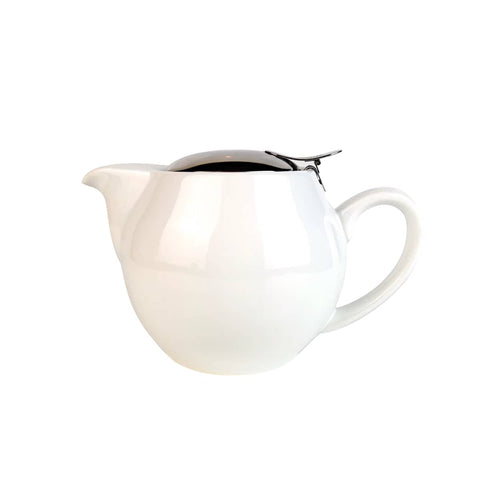 Ceramic Teapot with Lid and Stainless Steel Filter for Loose Leaf Tea - White