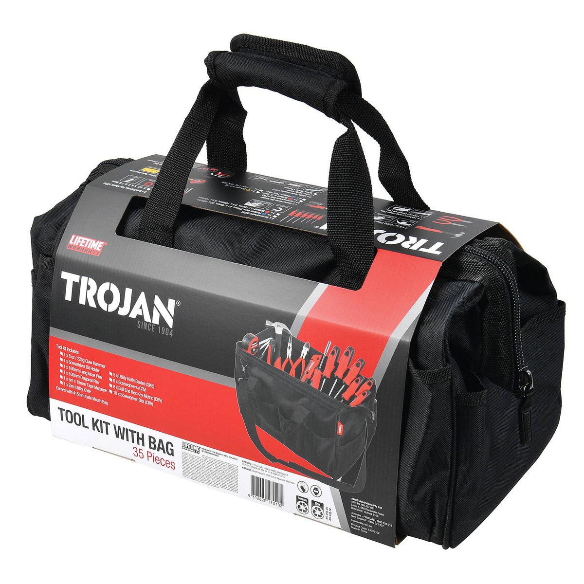 Trojan 35 Piece Tool Kit W Bag - 325mm x 141.6mm x 440mm - Versatile DIY Tools - SuperSaverAU - view 2