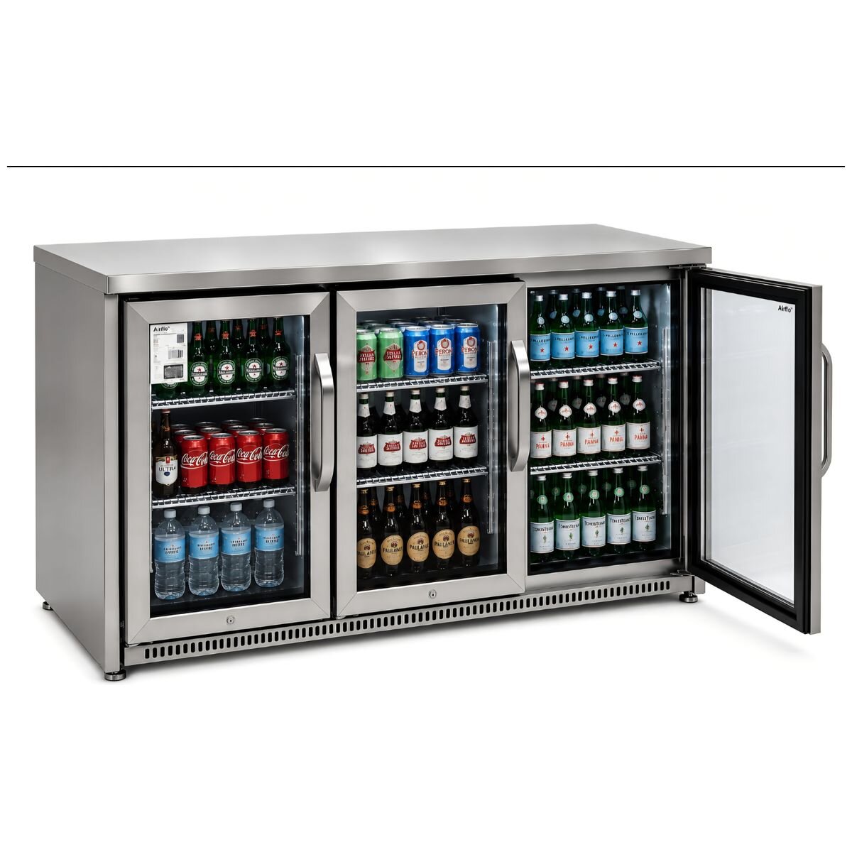 Airflo 330L 3 door beverage centre - stainless steel, lockable doors, electronic control - AFF333