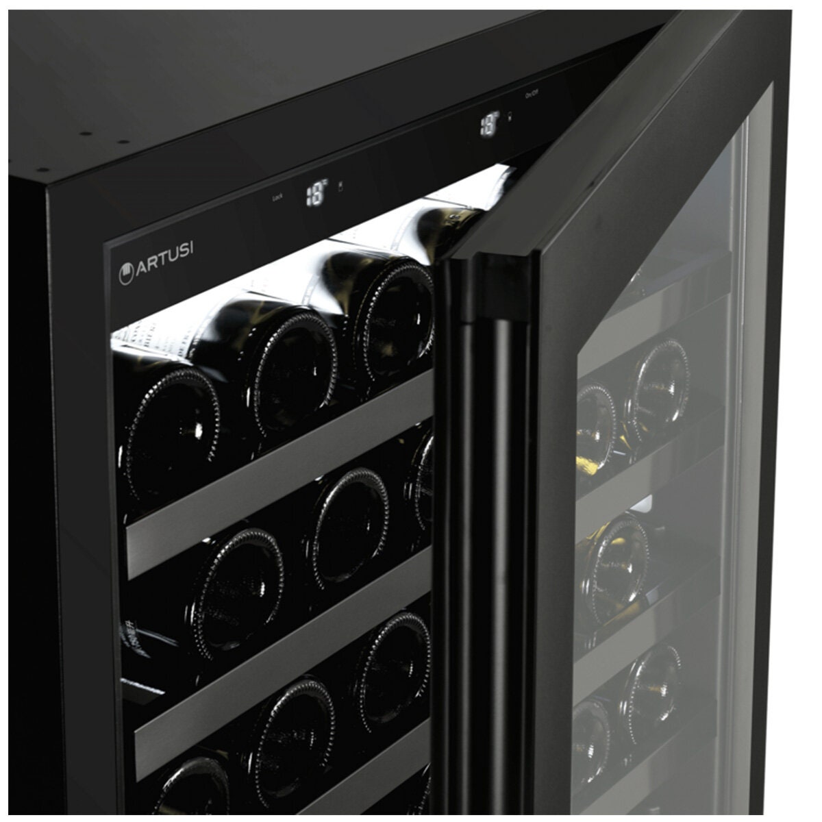 Artusi 160 Bottle Dual Zone Wine Cabinet - Matte Black - Frost Free - AWCD160BV