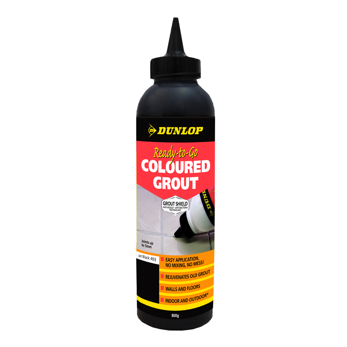 Dunlop Trade 800g Jet Black Ready-To-Go Coloured Grout Mould Resistant
