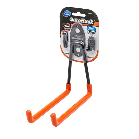 Zenith SureHook 8/15kg Black Large Garage U Hook - Carbon Steel, Rubberised Coating