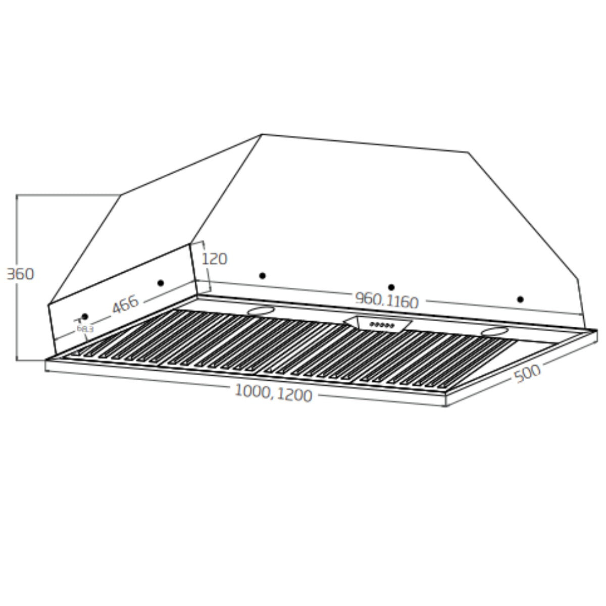 Schweigen 120cm Outdoor BBQ Rangehood - Stainless Steel, 2700m³/h, Twin Motors - CLUM12