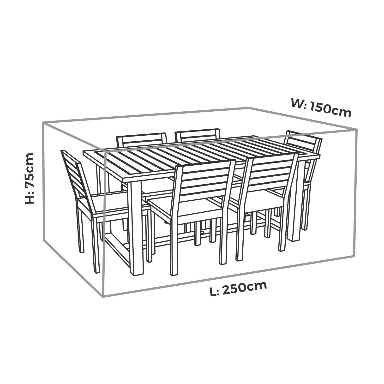 Mojo Medium All Weather Rectangle Table & Chairs Outdoor Furniture Cover, Weather & UV Resistant