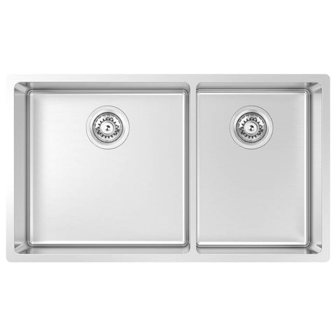 Abey 1 and 3/4 bowl sink 775mm - stainless steel finish, flush mount or undermount - MOA420D