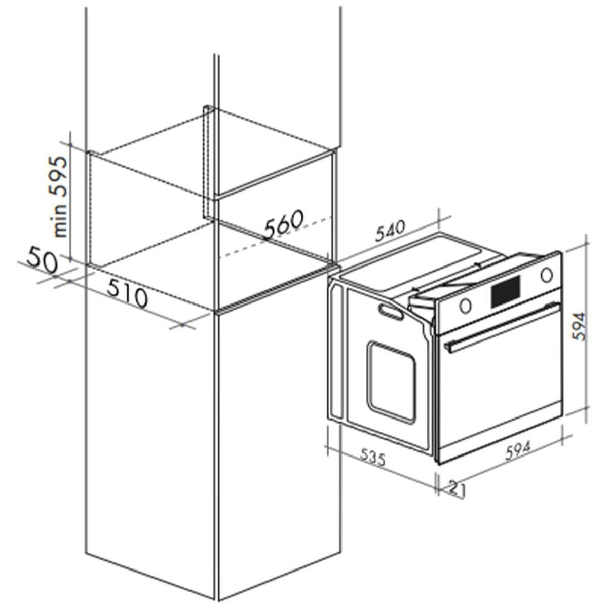 Artusi 60cm Maximus Series Electric Built-In Oven - 65L, Programmable Timer, Stainless Steel - AO651X