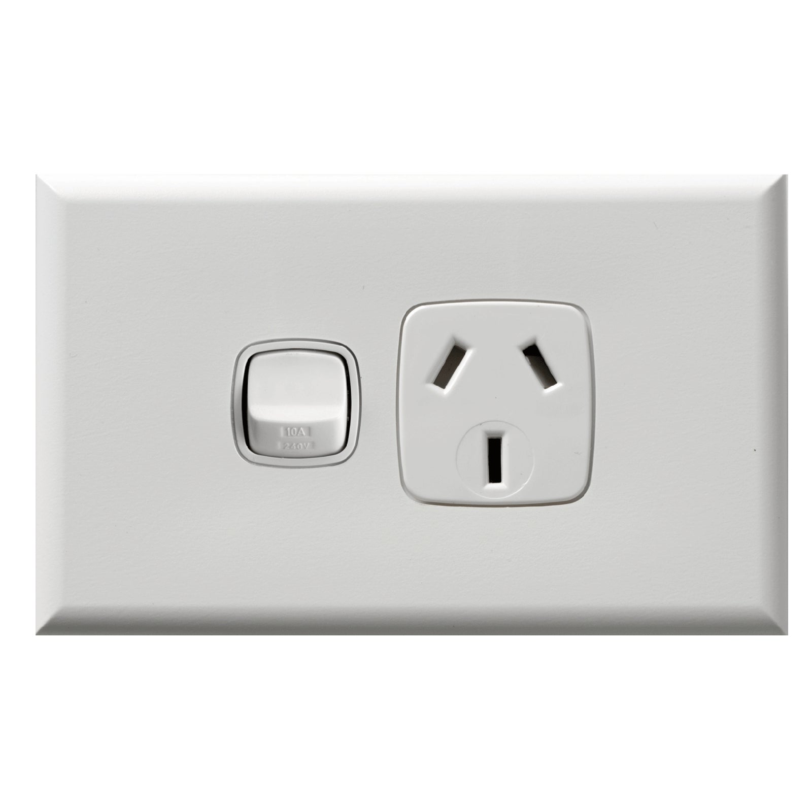 HPM EXCEL Horizontal Single Powerpoint - Matt White 10A ABS Surface Mount CDXL787WEWE