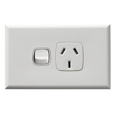 HPM EXCEL Horizontal Single Powerpoint - Matt White 10A ABS Surface Mount CDXL787WEWE