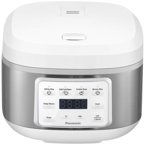 Panasonic 8-cup rice and multi cooker - Fuzzy Logic, Quick Cook function, white and silver - SR-DA152WST