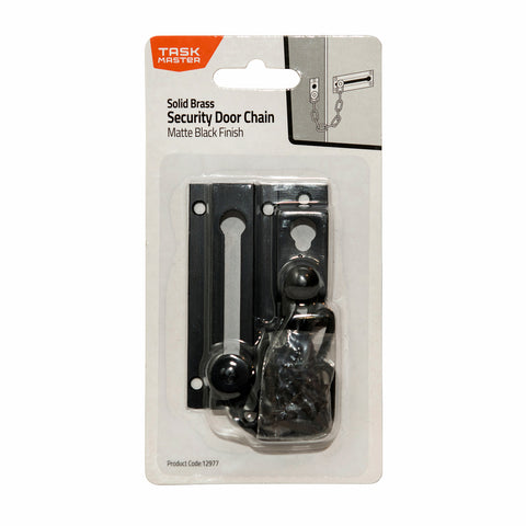 Taskmaster 32mm Black Matte Solid Brass Security Door Chain