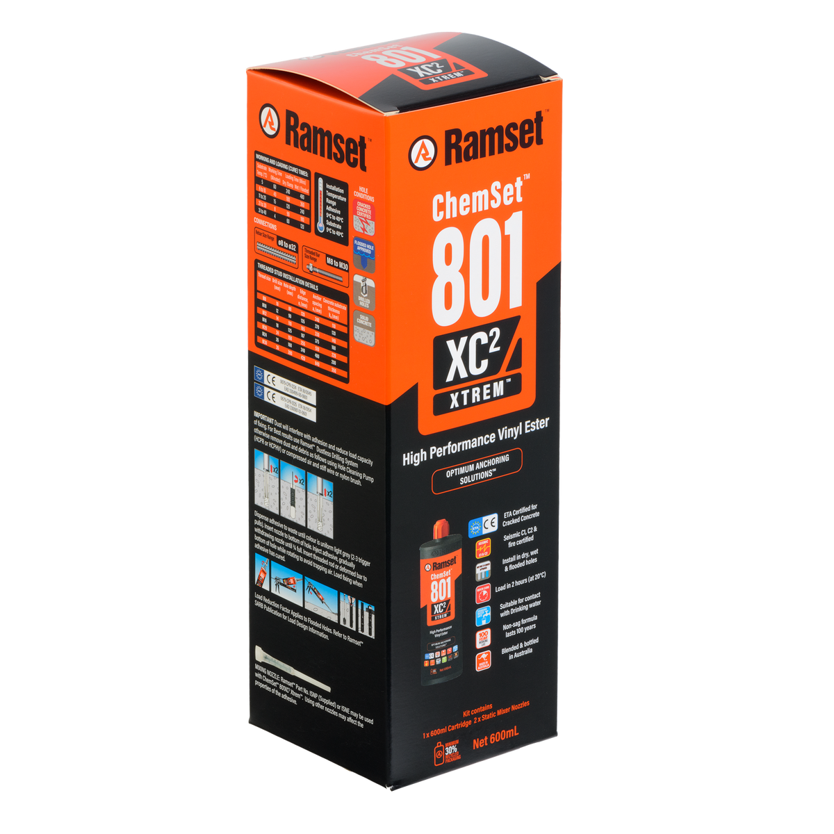 Ramset ChemSet 801 Xtrem XC2 600ml Vinyl Ester Chemical Anchor for Masonry
