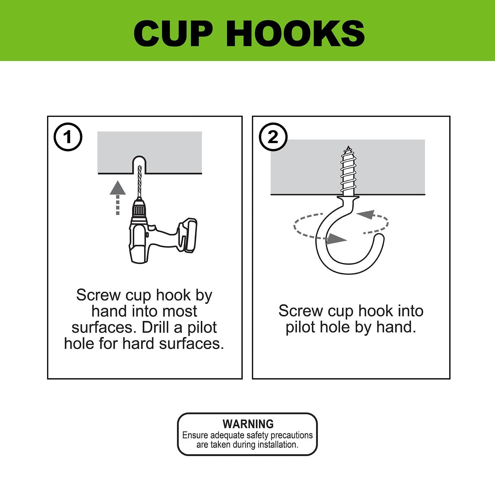 Everhang 7mm White PVC Coated Steel Cup Hook - 25 Pack