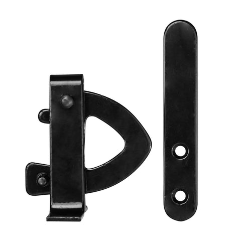 Pinnacle Hardware Black D Pattern Gate Latch, Steel, Padlockable, Inside Opening, Screws Included