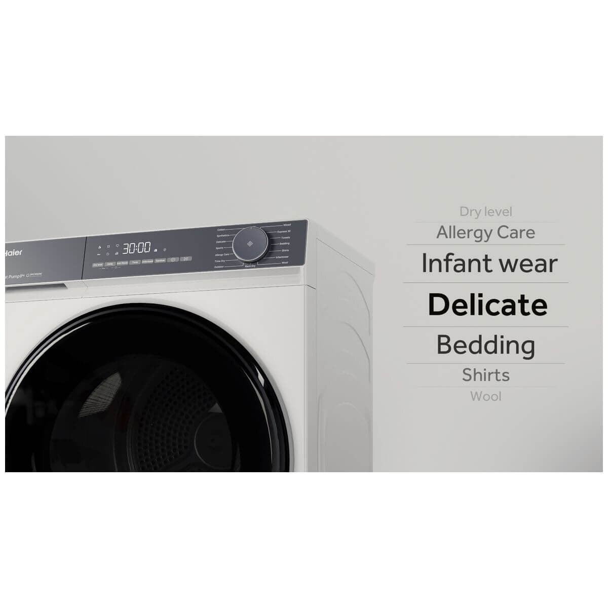 Haier 8kg Heat Pump Dryer - White, 8 Star Energy Rating, Multiple Specialised Programs - HDHPS80KW1