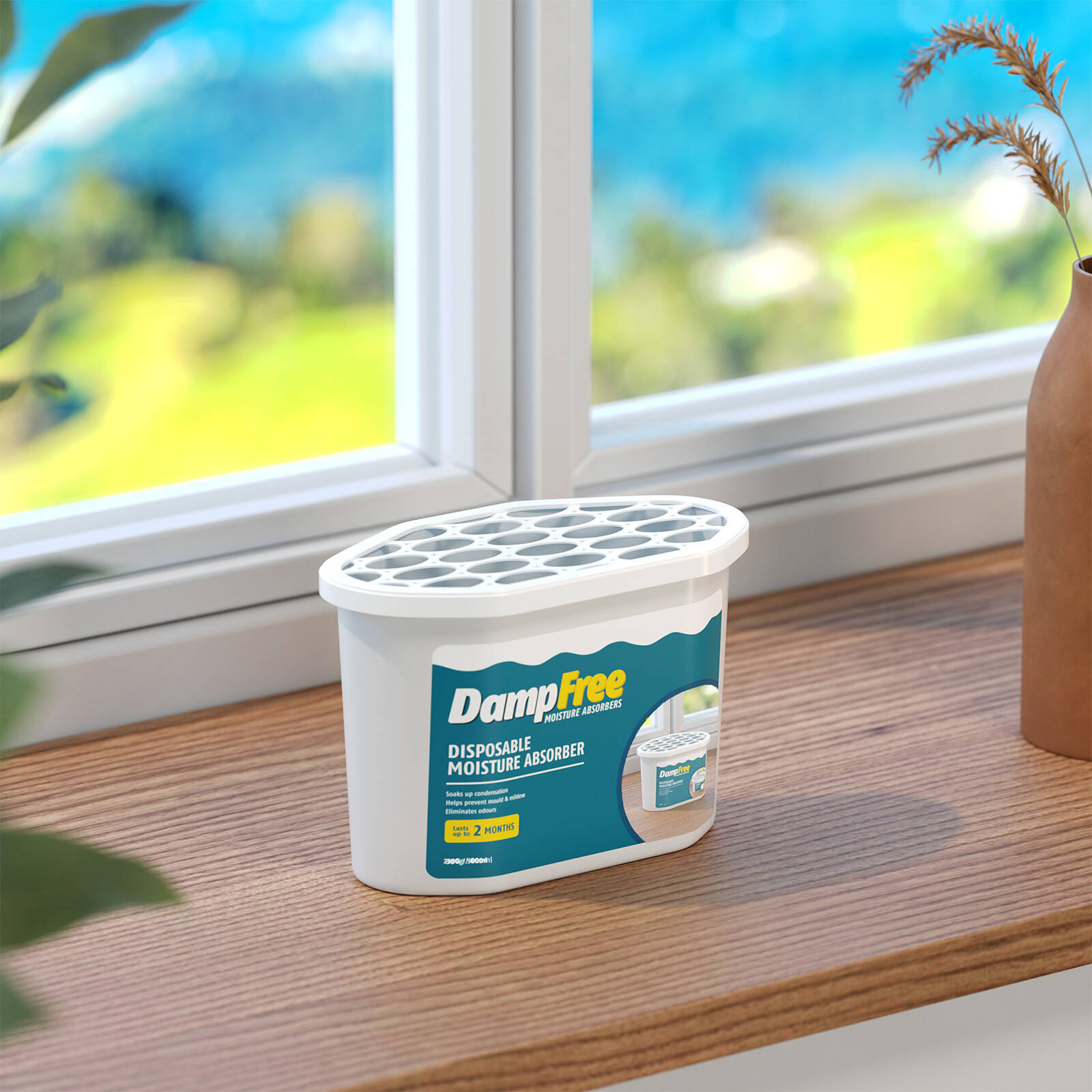 DampFree White 300g Calcium Chloride Disposable Moisture Absorbers 2 Pack