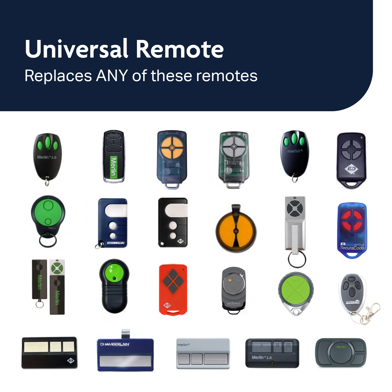 Chamberlain Universal Two Button Key Ring Garage Door Remote MC100AML, Illuminated