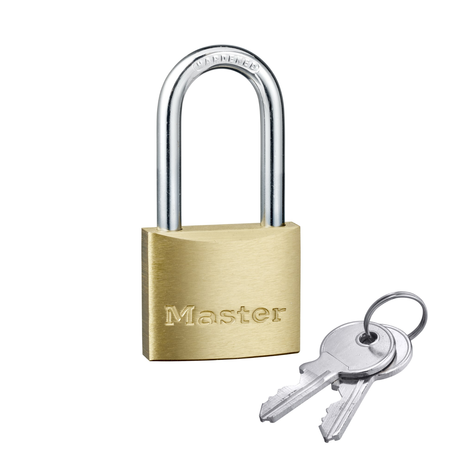 Master Lock 40mm Long Shackle Padlock, Solid Brass, Hardened Steel, 38mm Clearance