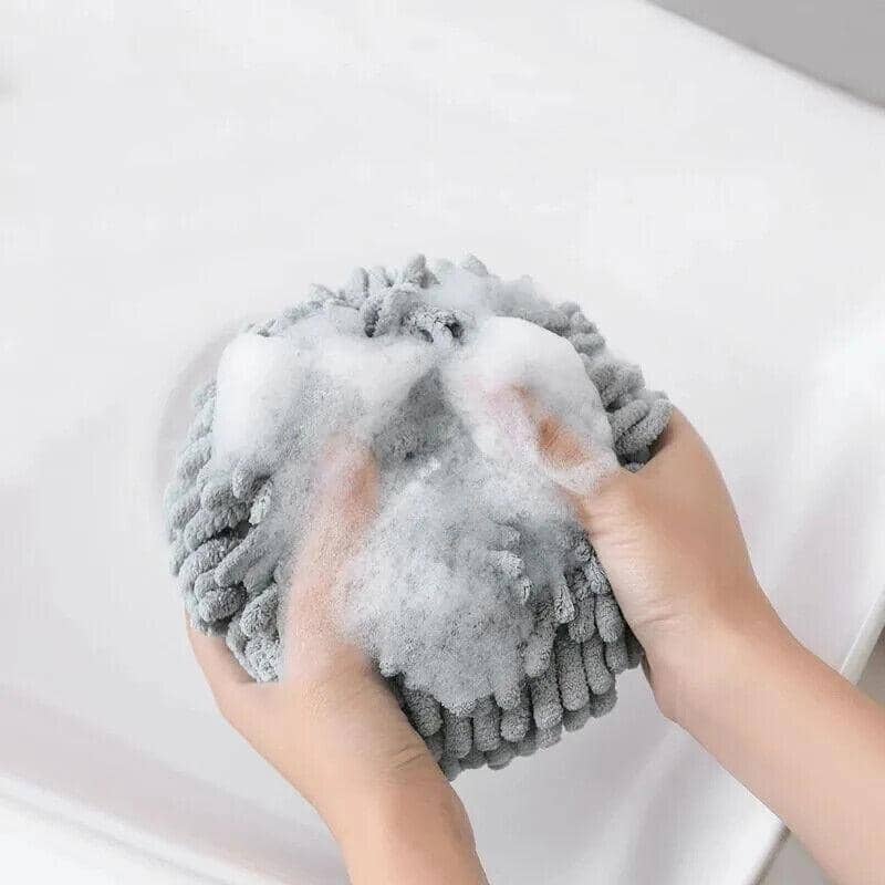 Chenille Hanging Ball Hand Towel for Kitchen and Bathroom - Blue - view 3