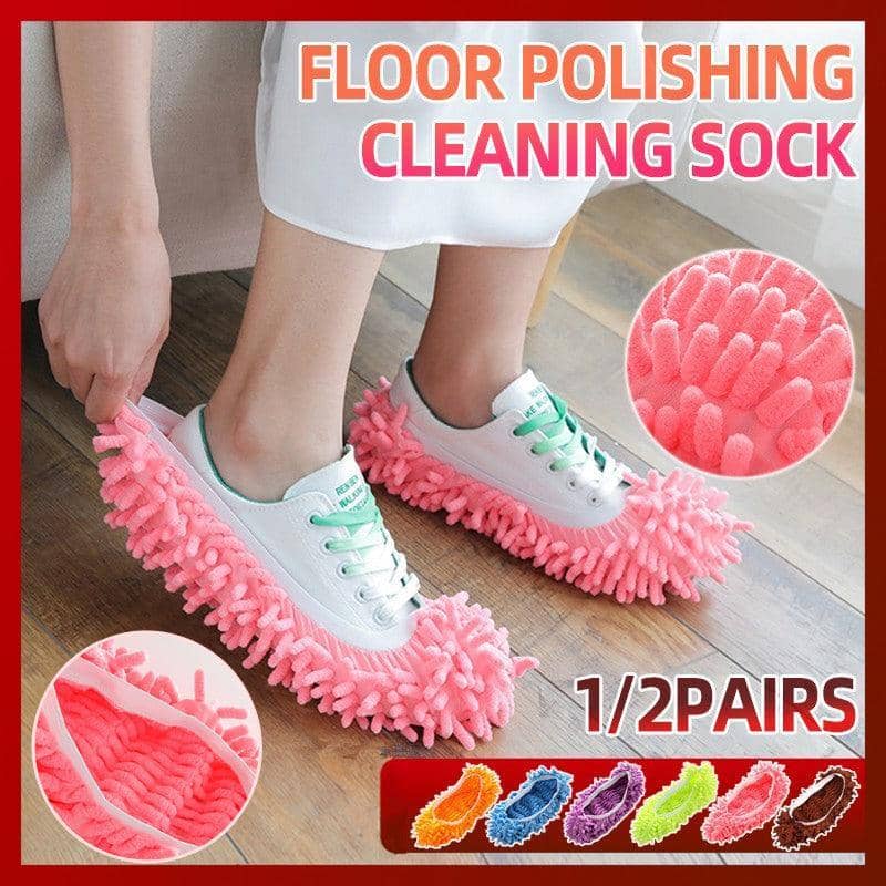 Chenille Mop Slippers Floor Cleaning Shoe Covers - Blue, 1 Pair - view 2