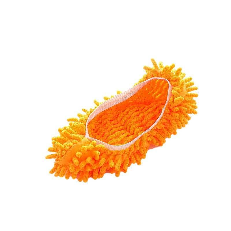 Chenille Mop Slippers Floor Cleaning Shoe Covers - Orange, 1 Pair