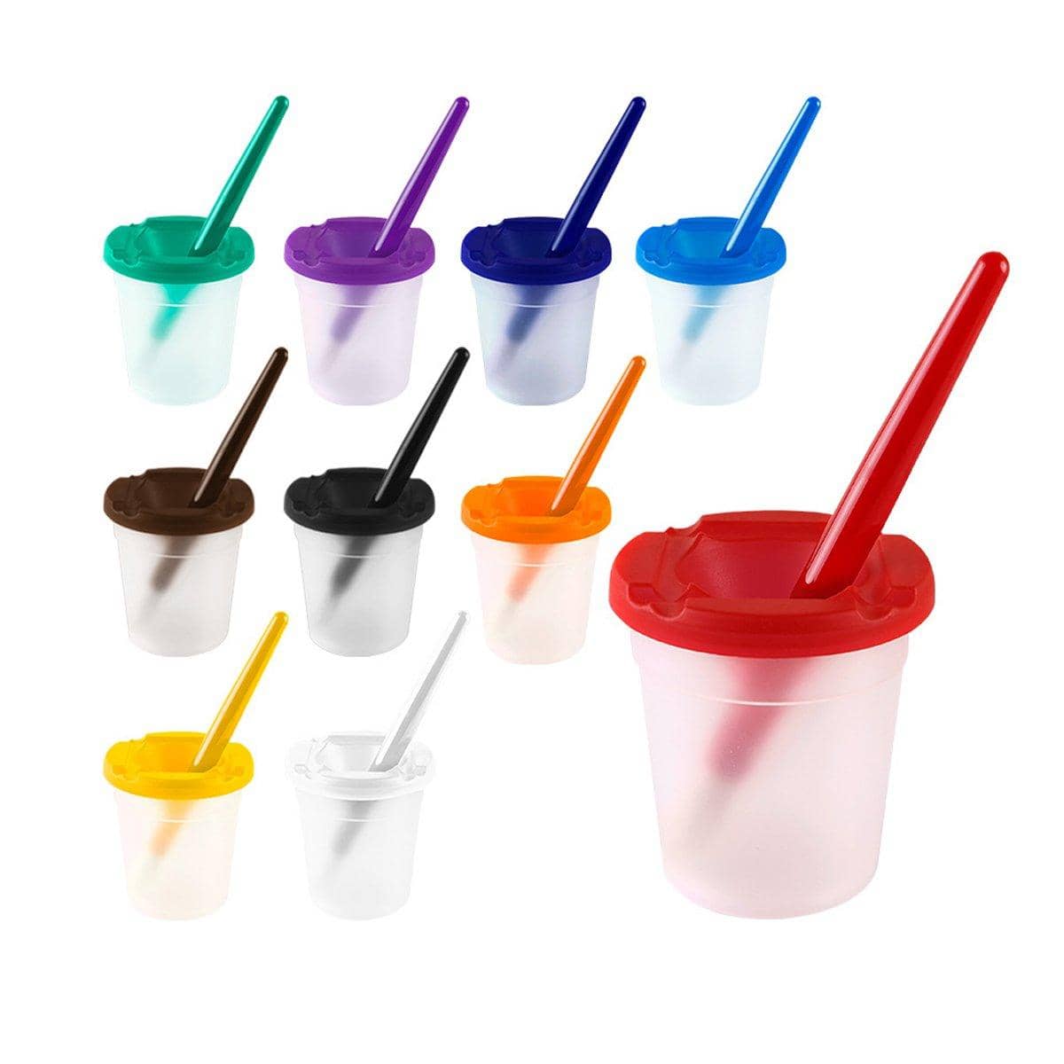 Children's Painting Brush and Washing Cup Set - 10 Sets, 20 Pieces - view 2