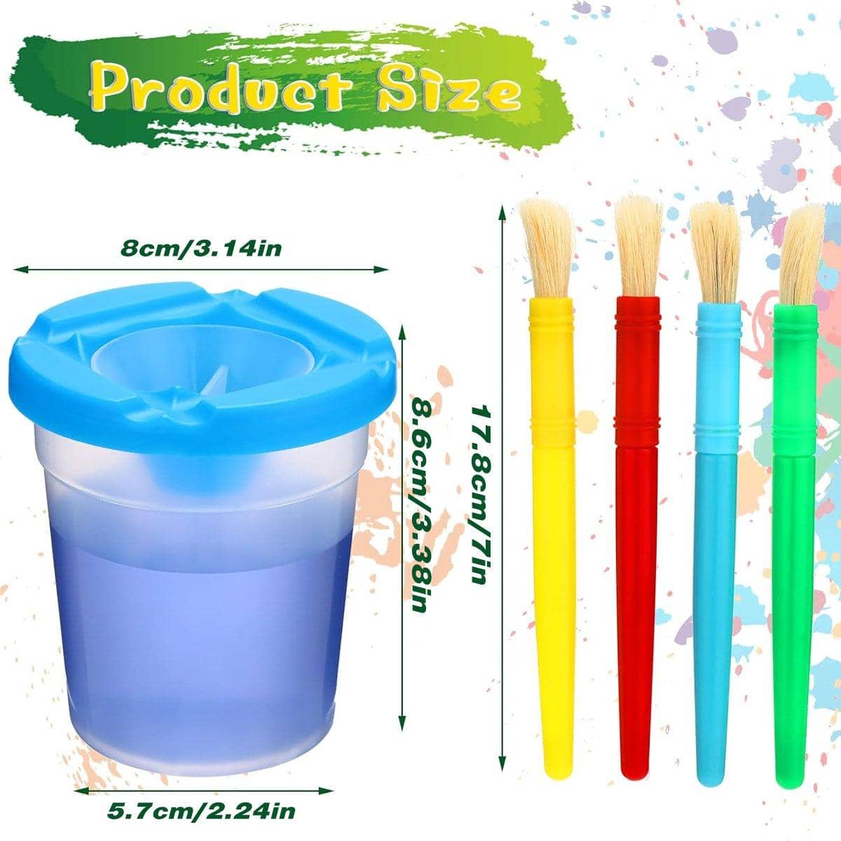 Children's Painting Brush and Washing Cup Set - 10 Sets, 20 Pieces - view 3