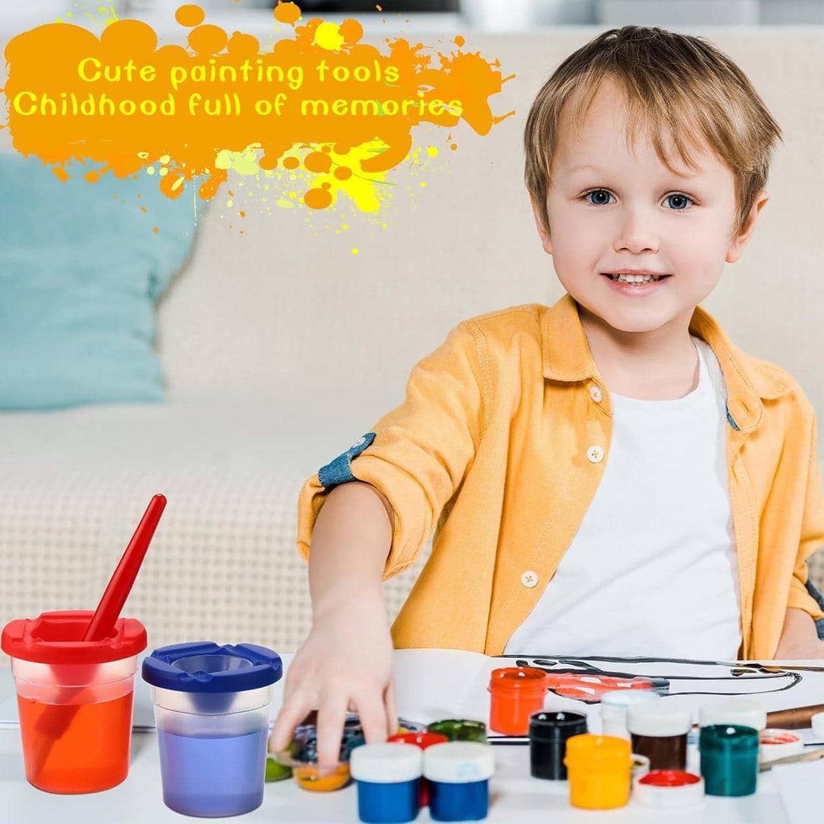Children's Painting Brush and Washing Cup Set - 10 Sets, 20 Pieces - view 4