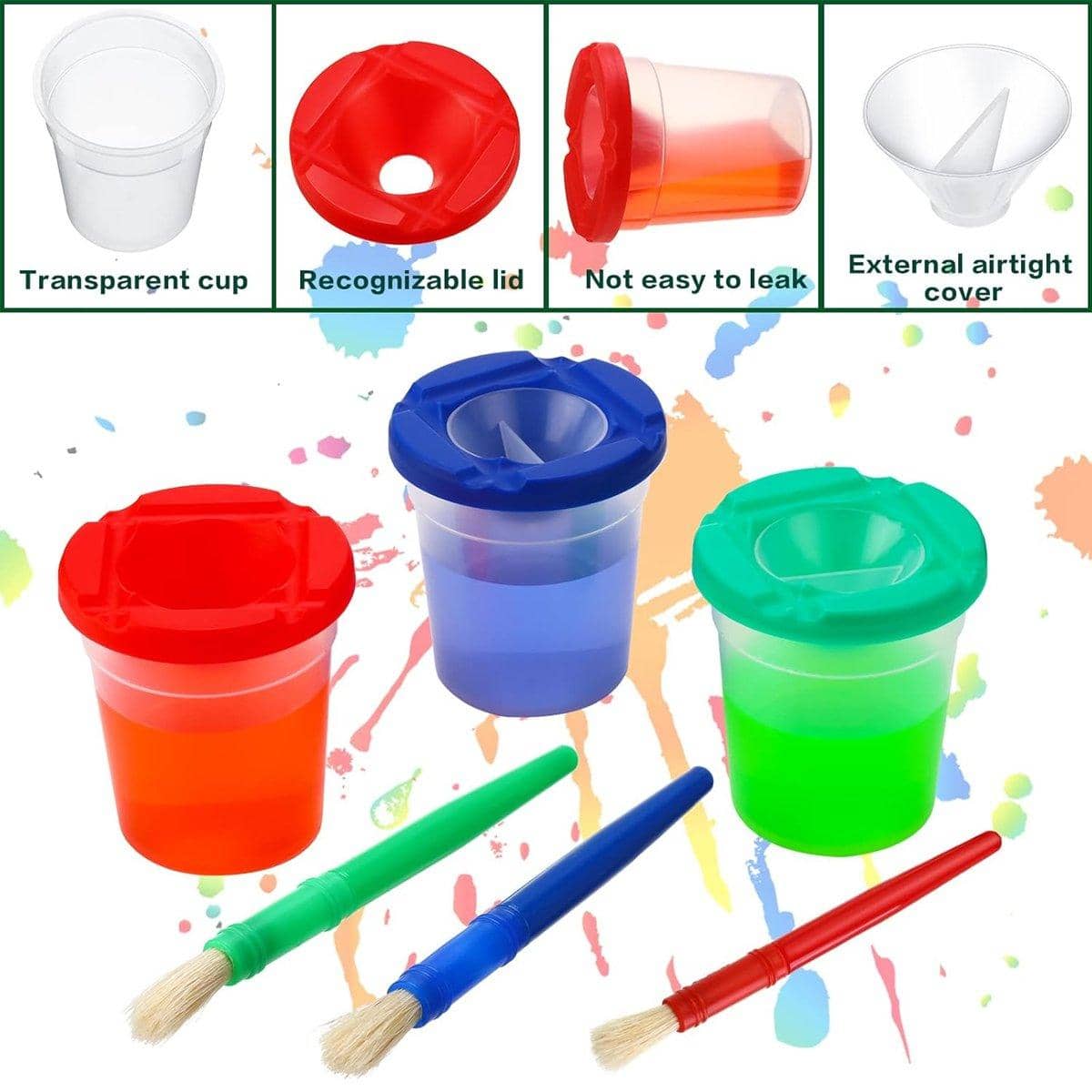 Children's Painting Brush and Washing Cup Set - 10 Sets, 20 Pieces - view 5